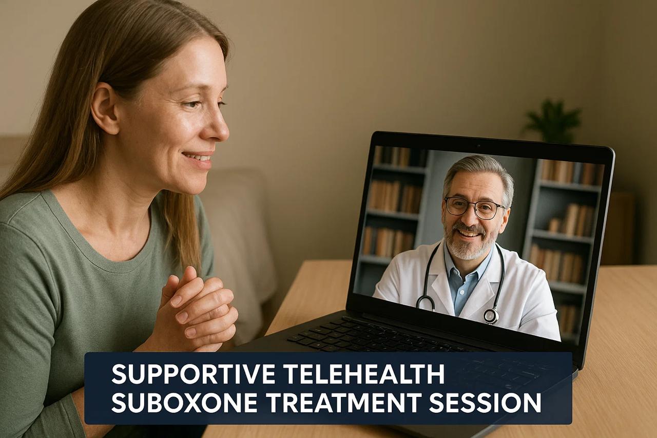 Patient in virtual Suboxone treatment session with online doctor