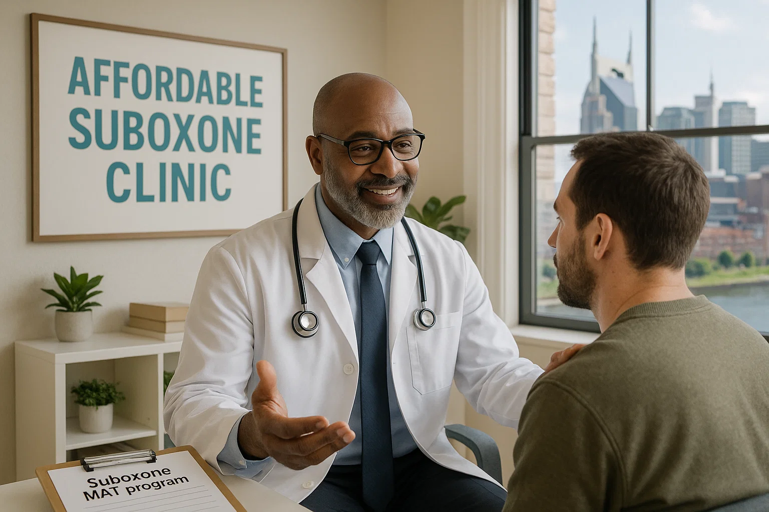 Young adult in a video call with a Suboxone doctor, representing affordable virtual addiction help in Tennessee.