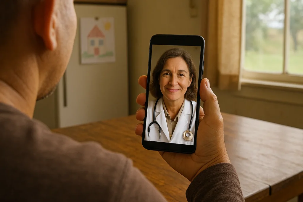 Online MAT doctor speaking with a patient during a virtual addiction treatment session in Tennessee