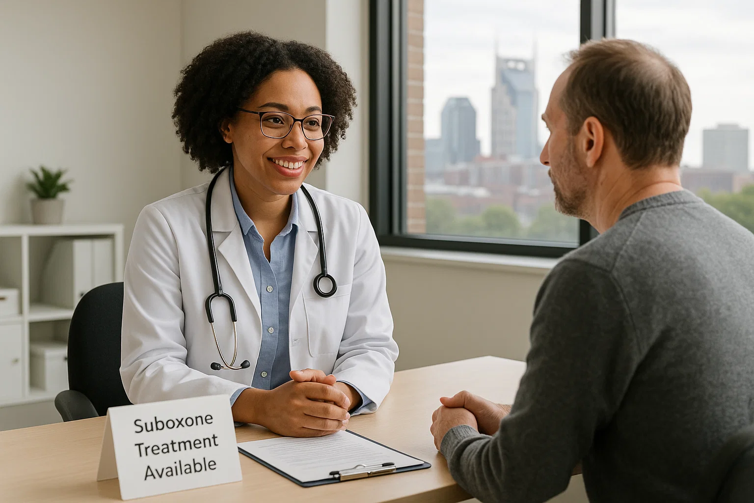 Modern Nashville medical office providing Suboxone treatment in a safe, professional outpatient setting for opioid addiction recovery.