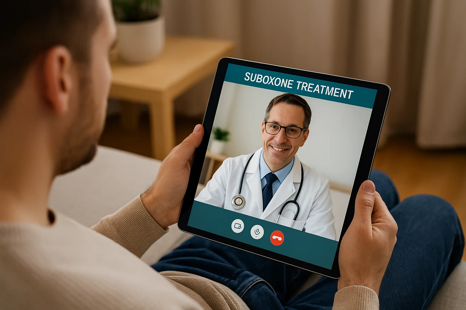 Tennessee Suboxone doctor providing virtual telemedicine care to a patient via secure video call