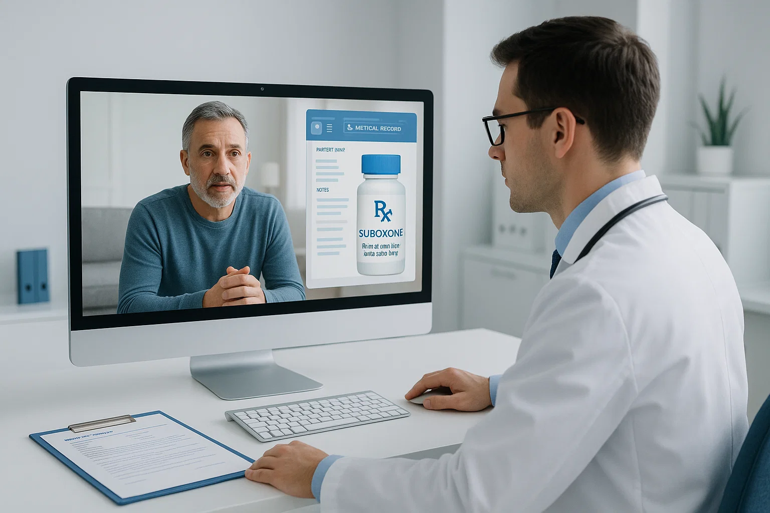 Virtual Suboxone therapy session with a healthcare provider and patient in Tennessee, symbolizing accessible online opioid addiction treatment.