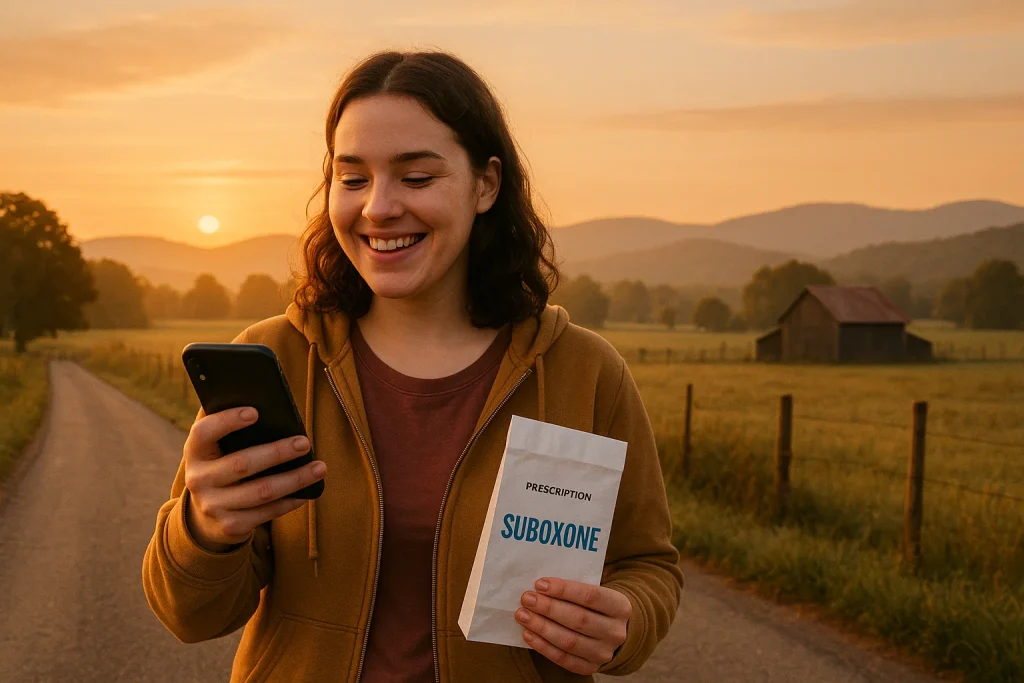 Tennessee resident in a telemedicine session with a certified Suboxone provider, symbolizing accessible opioid addiction treatment statewide.