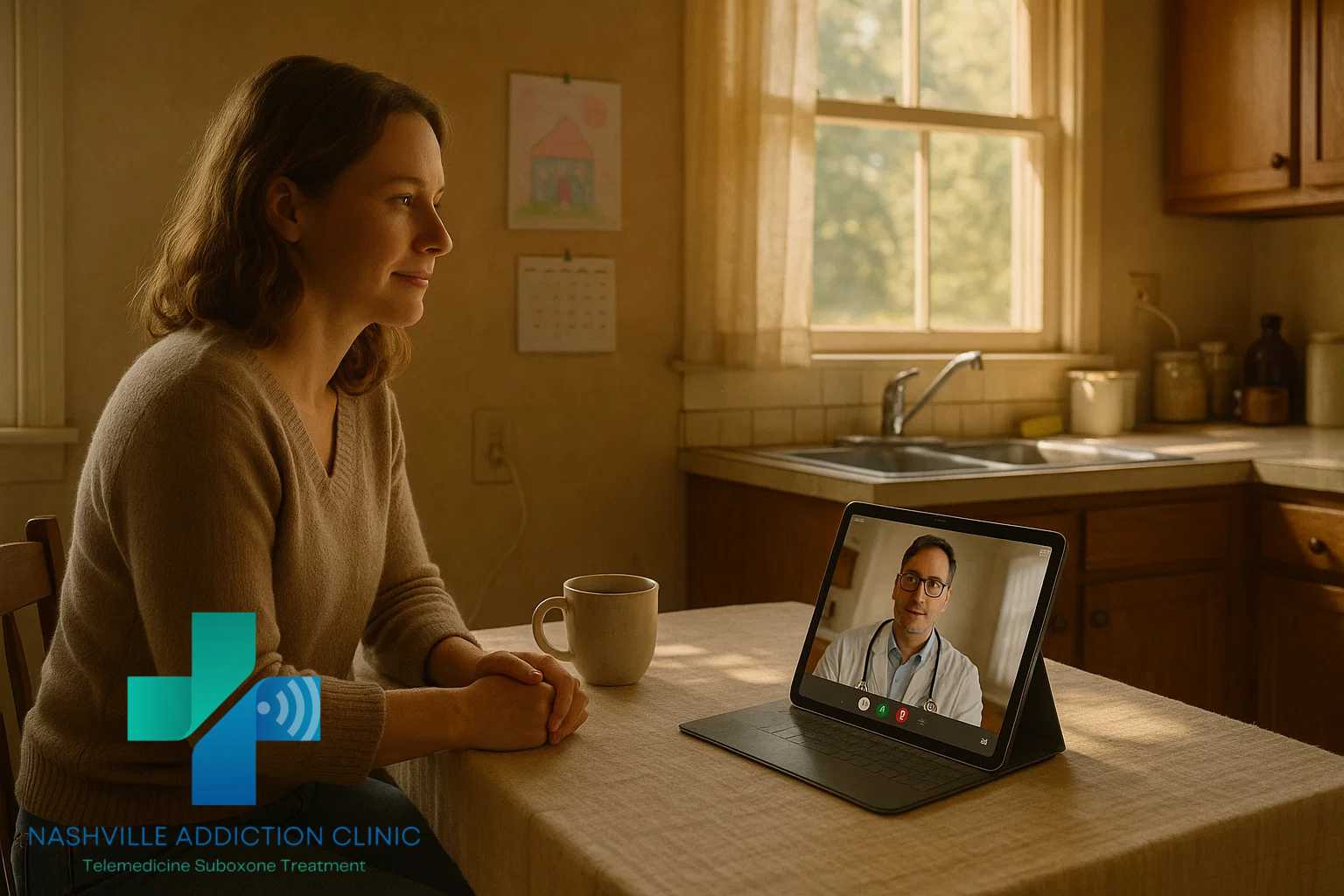 Tennessee patient speaking with a Suboxone doctor online from home for safe and convenient recovery.