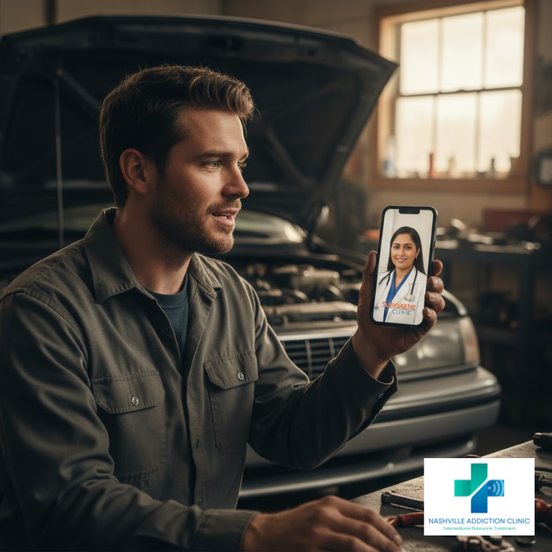 Nashville patient discussing Sublocade vs Suboxone treatment options