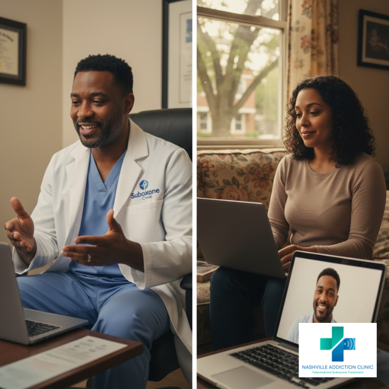 Patient attending a virtual Suboxone appointment in Tennessee
