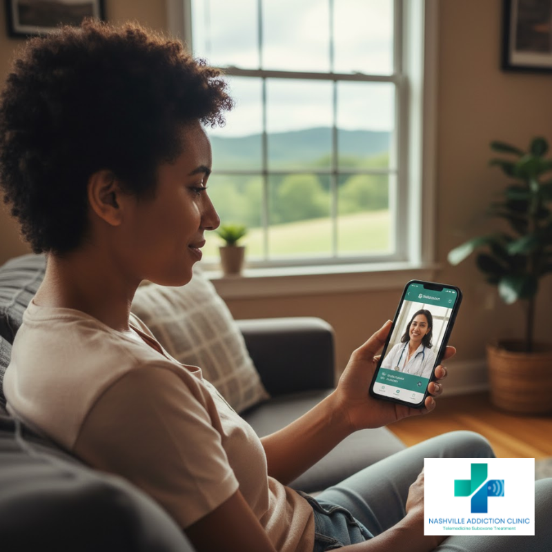 Patient attending a virtual Suboxone appointment in Tennessee