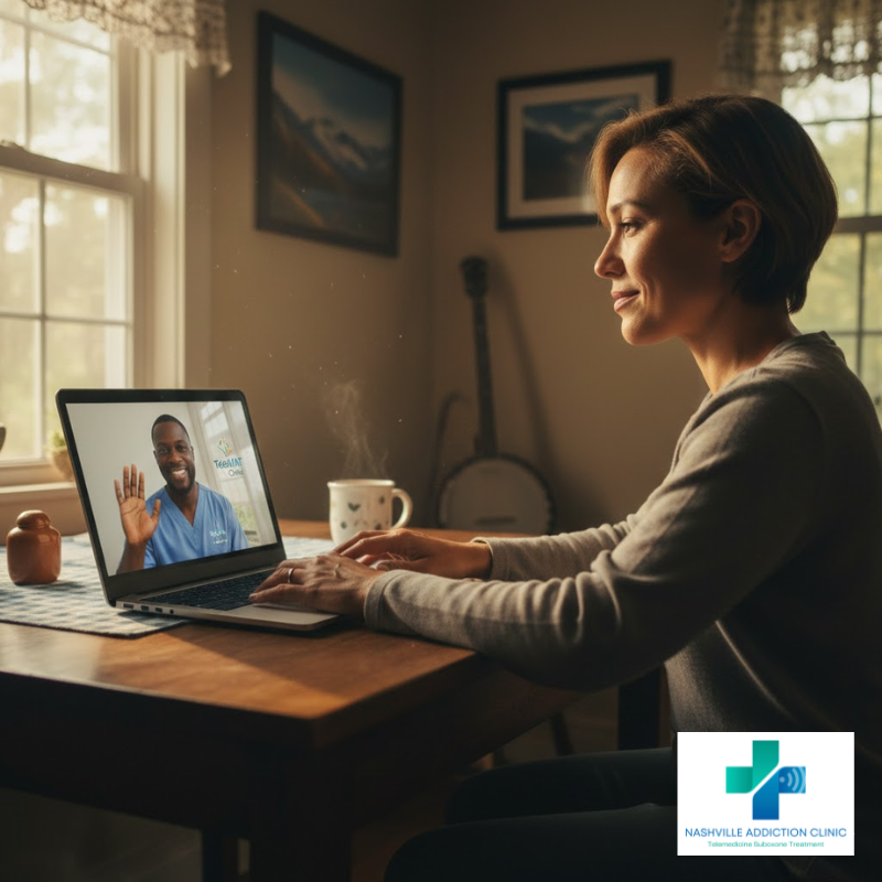 Patient receiving same-day online Suboxone treatment in Cookeville, Bartlett, Smyrna, and Gallatin, Tennessee