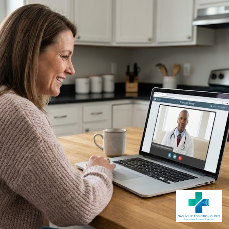 Patient using telehealth addiction treatment covered by insurance in Tennessee