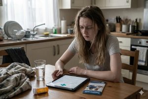 A young woman is completing registration for TennCare Medicaid addiction treatment at Nashville Addiction Clinic