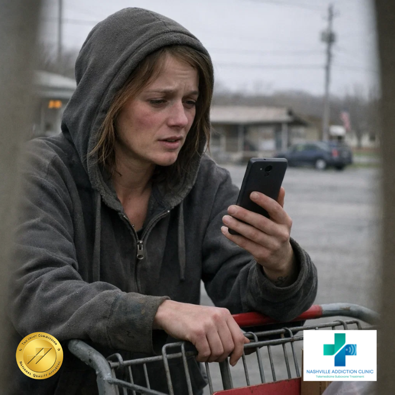 Patient in McMinn County Tennessee attending virtual Suboxone appointment