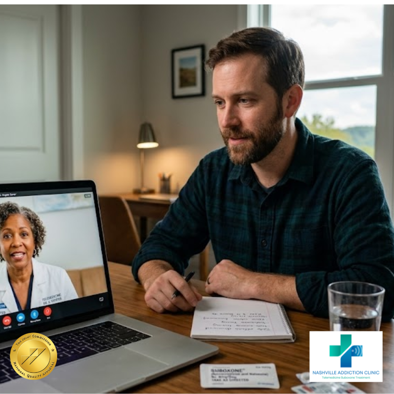 Patient learning what Suboxone does during opioid addiction treatment consultation at Nashville Addiction Clinic