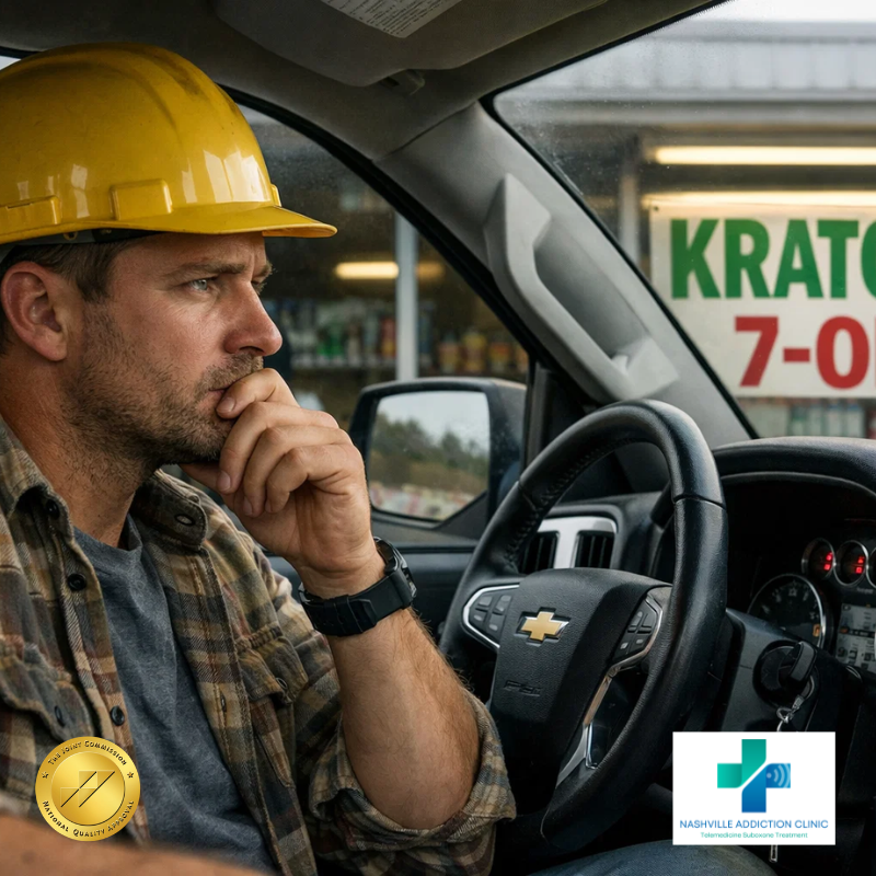 Man in rural Tennessee thinking about kratom or 7-hydroxy use and treatment options